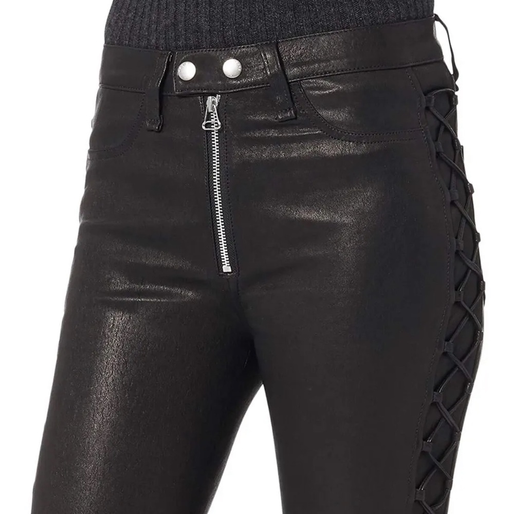 RAG & BONE “KIKU” SIDE-LACE HIGH-RISE LEATHER LEGGING, SZ 24 NWT! - Picture 3 of 13